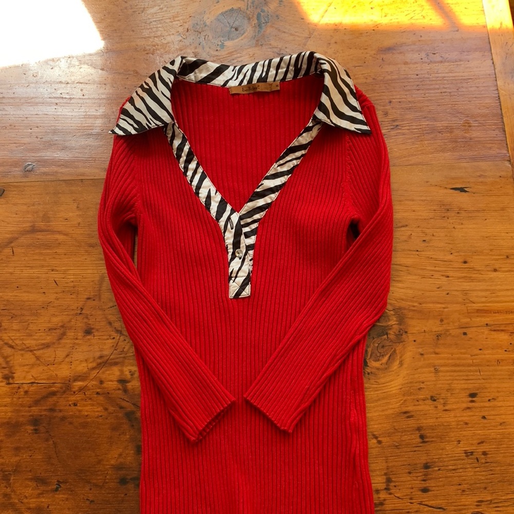 Stretchy rib cotton Henley with polyester collar